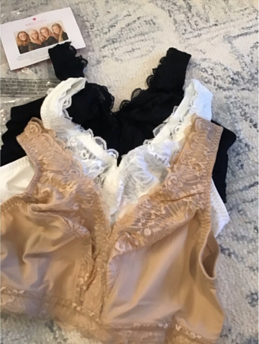 Breezies medium bras, set of 3 soft support unlined, new